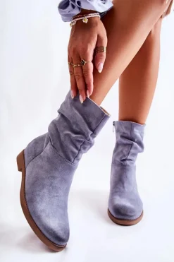 Damskie Zamszowe Wysokie Botki Niebieskie Venis