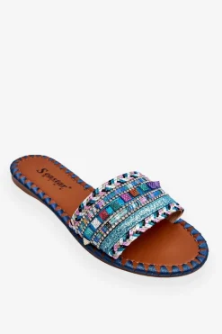 Damskie Zdobione Klapki Niebieskie Bellisa