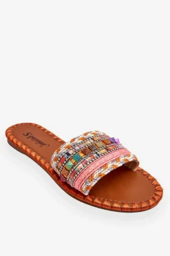 Damskie Zdobione Klapki Pomarańczowe Bellisa