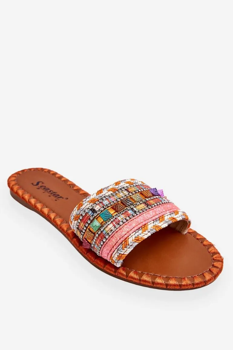 Damskie Zdobione Klapki Pomarańczowe Bellisa