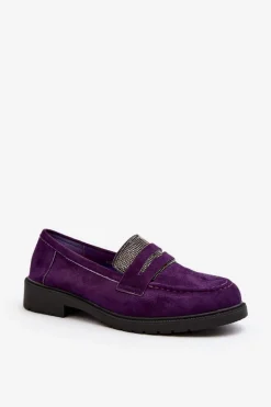 Damskie Zdobione Mokasyny Fioletowe Dananei