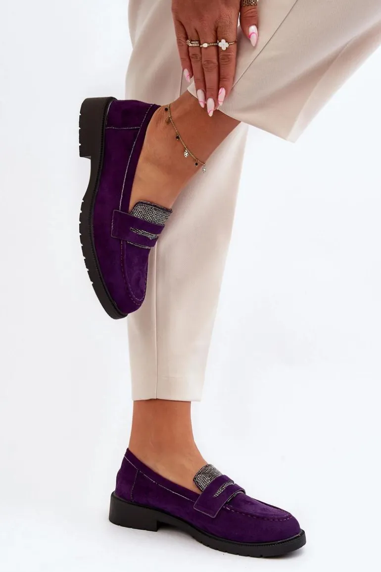 Damskie Zdobione Mokasyny Fioletowe Dananei