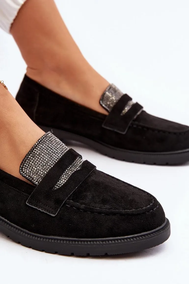 Damskie Zdobione Mokasyny Czarne Dananei