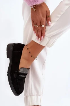 Damskie Zdobione Mokasyny Czarne Dananei