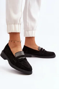 Damskie Zdobione Mokasyny Czarne Dananei