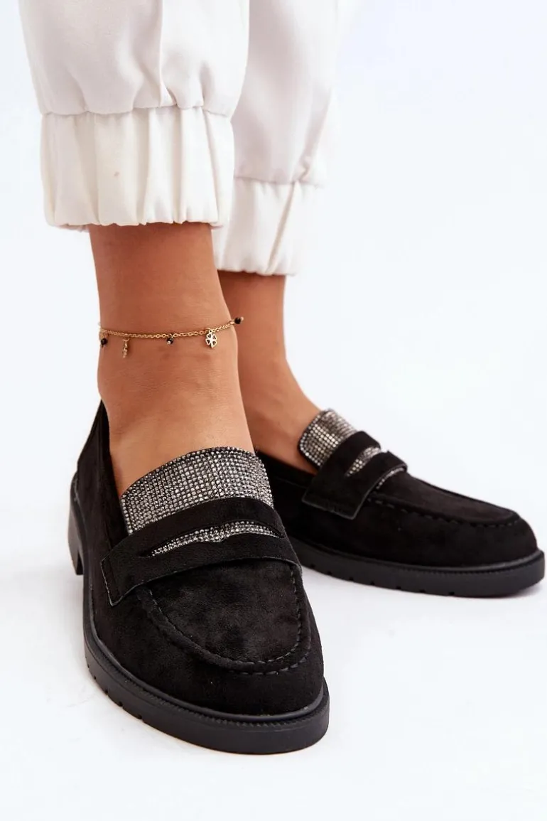 Damskie Zdobione Mokasyny Czarne Dananei