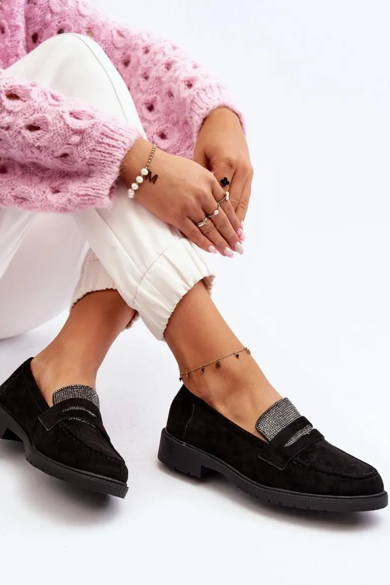 Damskie Zdobione Mokasyny Czarne Dananei