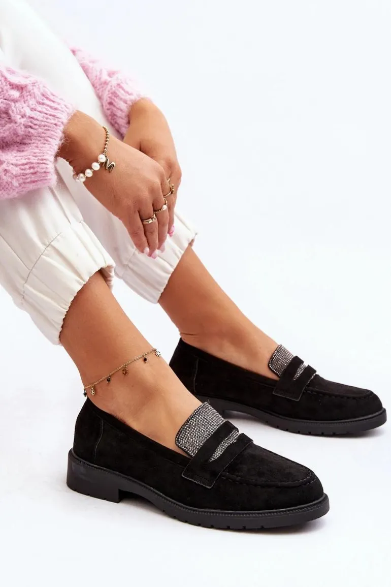 Damskie Zdobione Mokasyny Czarne Dananei