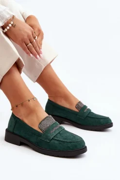 Damskie Zdobione Mokasyny Ciemnozielone Dananei