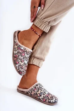 Domowe Klapki Papcie W Koty Inblu GF-12-011 Beżowe