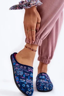 Domowe Klapki Papcie W Koty Inblu GF-12-004 Granatowe