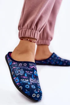Domowe Klapki Papcie W Koty Inblu GF-12-004 Granatowe