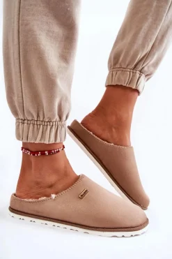 Domowe Ocieplane Klapki Papcie Inblu CS-34-011 Beżowe