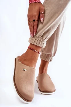 Domowe Ocieplane Klapki Papcie Inblu CS-34-011 Beżowe