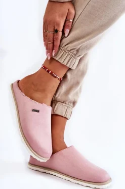 Domowe Ocieplane Klapki Papcie Inblu CS-34-023 Różowe