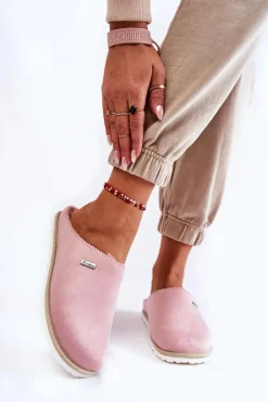 Domowe Ocieplane Klapki Papcie Inblu CS-34-023 Różowe