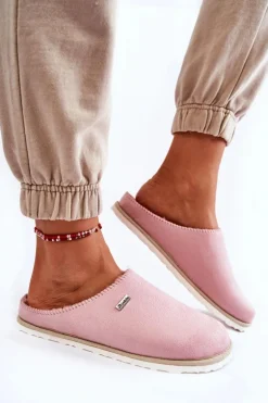 Domowe Ocieplane Klapki Papcie Inblu CS-34-023 Różowe