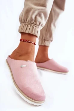 Domowe Ocieplane Klapki Papcie Inblu CS-34-023 Różowe