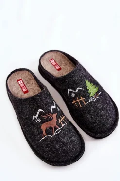 Domowe Papcie Big Star KK276018 Czarno-Beżowe