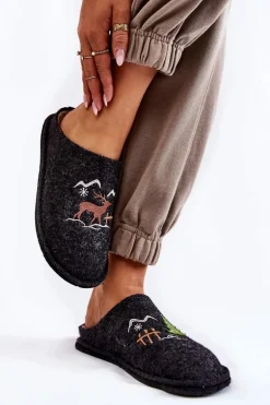 Domowe Papcie Big Star KK276018 Czarno-Beżowe