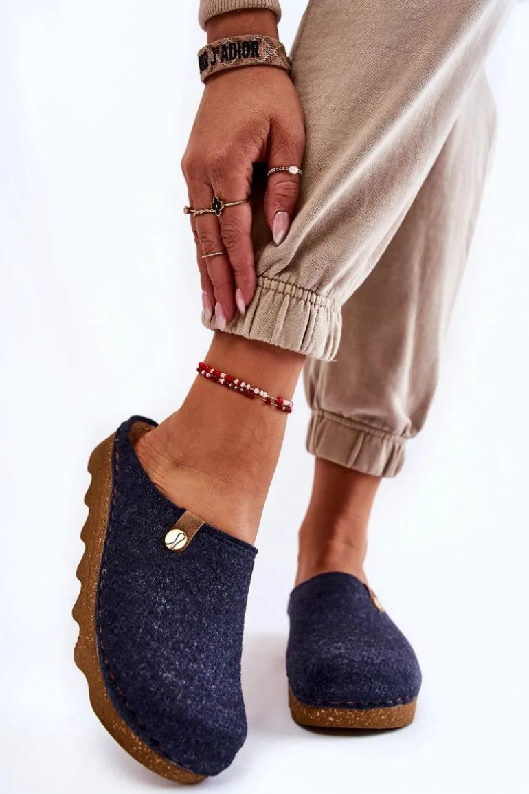 Domowe Papcie Klapki Profilaktyczne Inblu DK-08-041 Granatowe