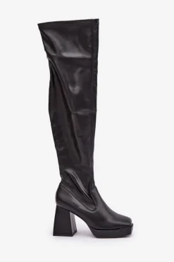 Dopasowane Kozaki Za Kolano Na Słupku Czarne Sanniraen