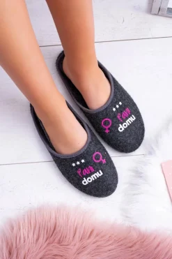 Dreex Filcowe Czarne Damskie Papcie Pani Domu Clara