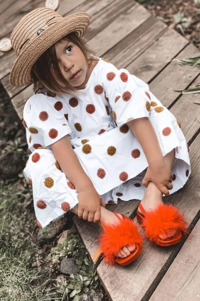 Dziecięce Gumowe Klapki Z Futerkiem Czerwone Skylar