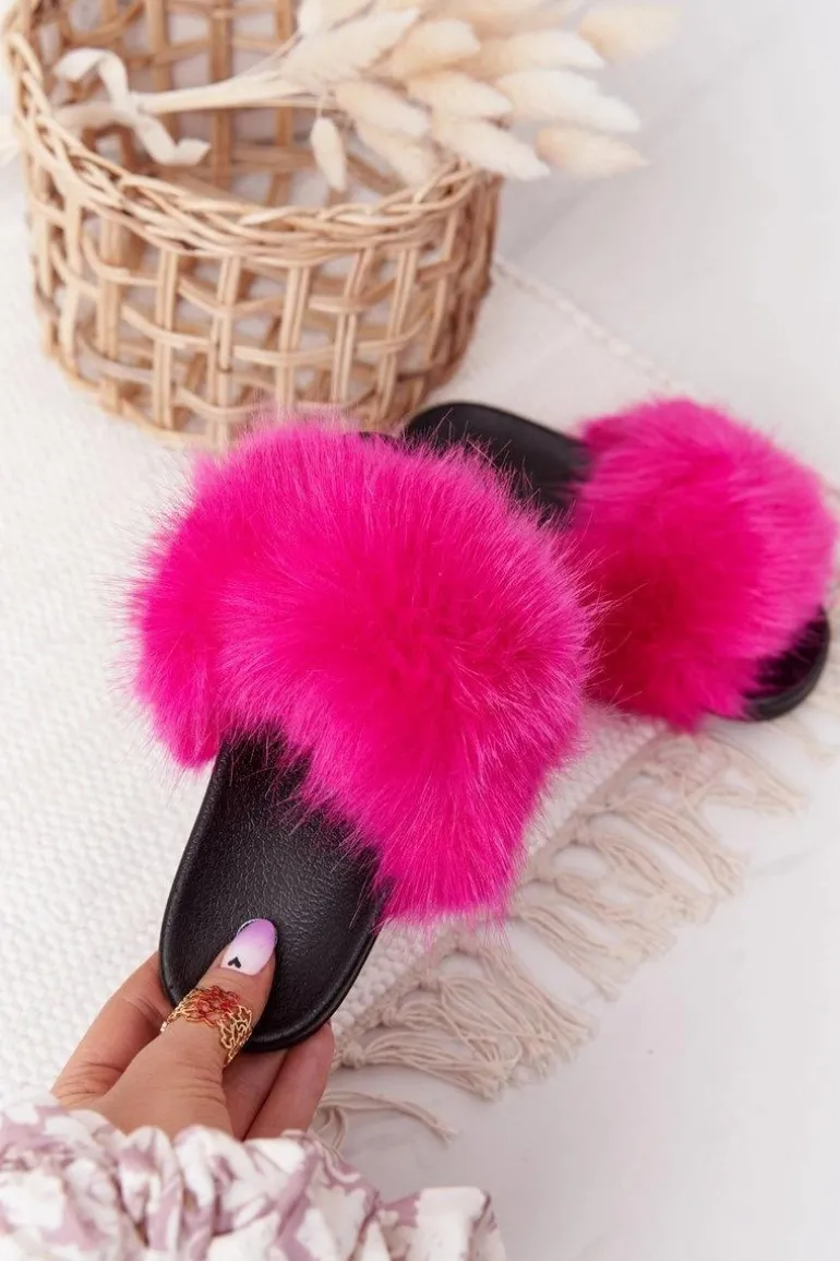 Dziecięce Klapki Z Futerkiem Fuksja Fashionista