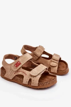 Dziecięce Lekkie Sandałki Na Rzepy Big Star LL374140 Beżowe