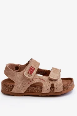 Dziecięce Lekkie Sandałki Na Rzepy Big Star LL374140 Beżowe