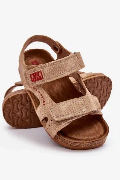 Dziecięce Lekkie Sandałki Na Rzepy Big Star LL374140 Beżowe