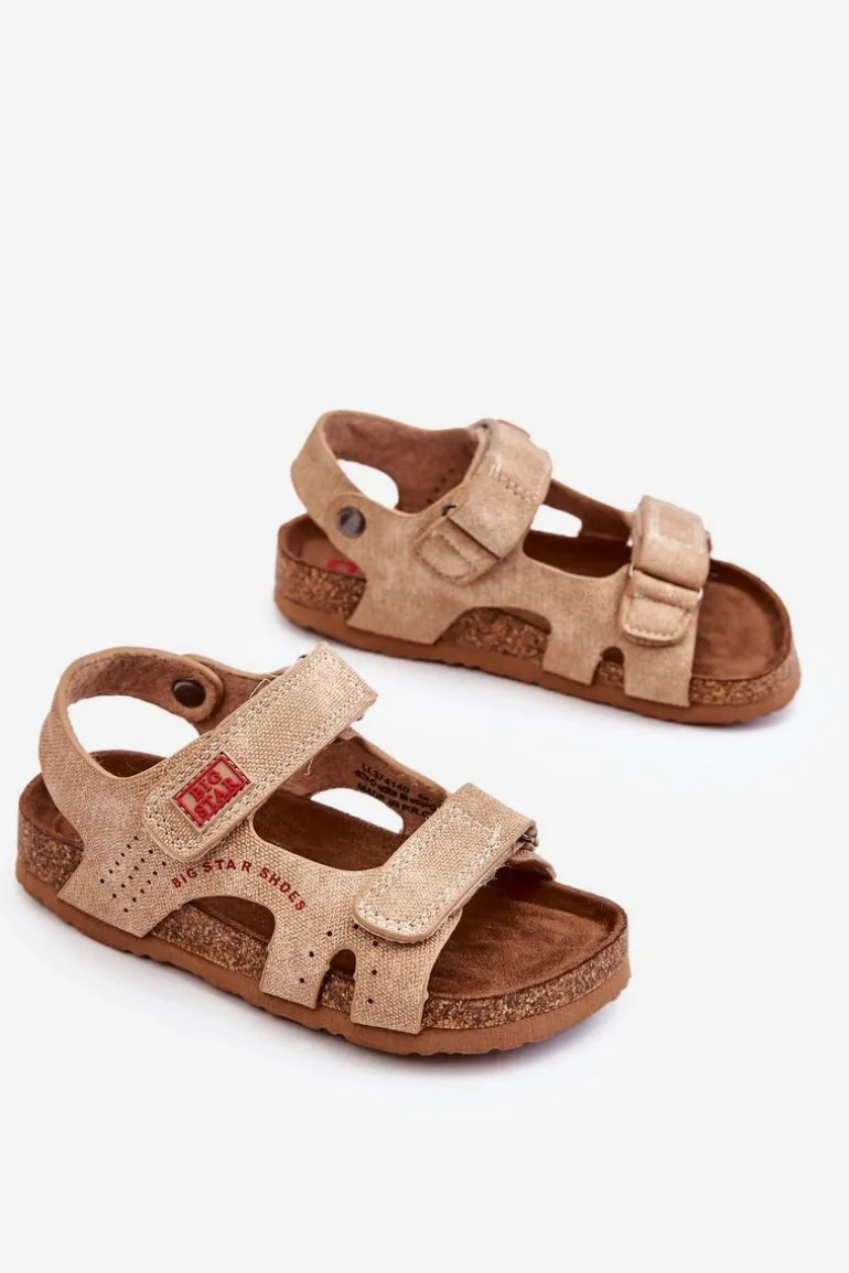 Dziecięce Lekkie Sandałki Na Rzepy Big Star LL374140 Beżowe