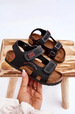 Dziecięce Lekkie Sandałki Na Rzepy Big Star LL374141 Czarne