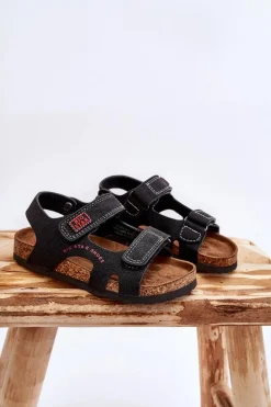 Dziecięce Lekkie Sandałki Na Rzepy Big Star LL374141 Czarne