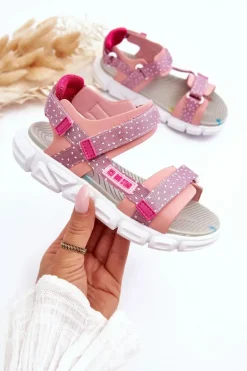 Dziecięce Sandałki Na Rzep Big Star LL374202 Różowe