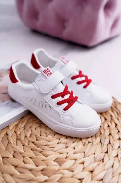 Dziecięce Trampki Na Rzep Big Star DD374106 Biało-Czerwone