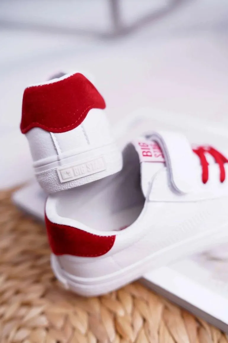 Dziecięce Trampki Na Rzep Big Star DD374106 Biało-Czerwone