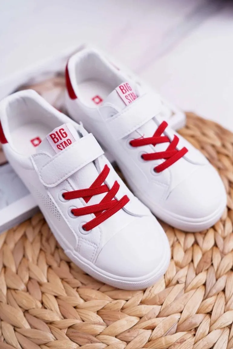 Dziecięce Trampki Na Rzep Big Star DD374106 Biało-Czerwone