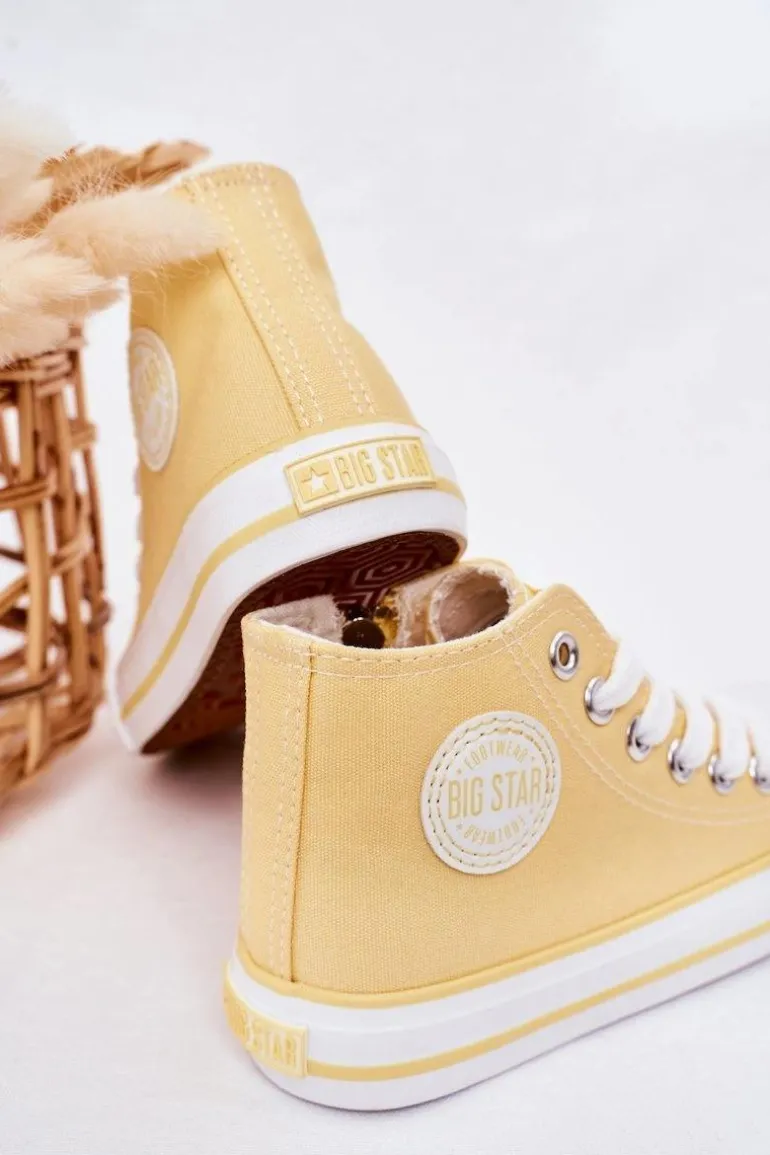 Dziecięce Wysokie Trampki Z Suwakiem BIG STAR HH374138 Żółte