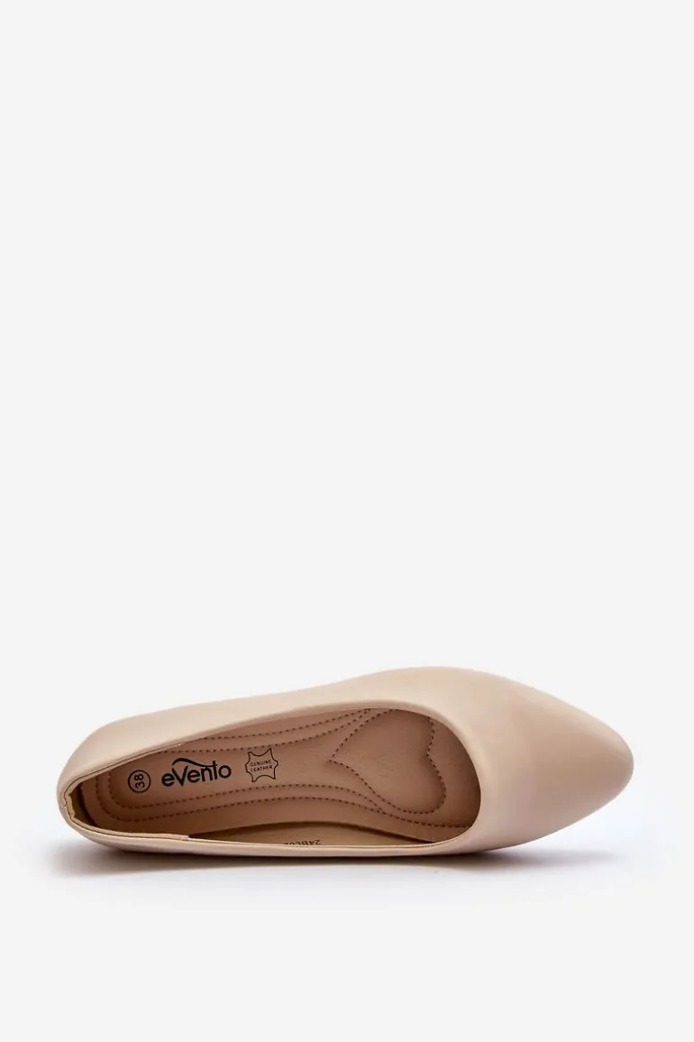 Eko Skórzane Baleriny Damskie Beżowe Tindomiel