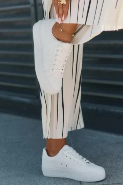 Eko Skórzane Trampki Damskie Na Platformie Big Star RR274298 Białe