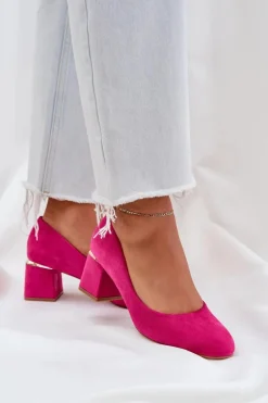 Eko Zamszowe Czółenka Na Słupku Fuksja Veniffia