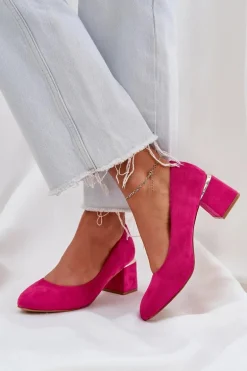 Eko Zamszowe Czółenka Na Słupku Fuksja Veniffia