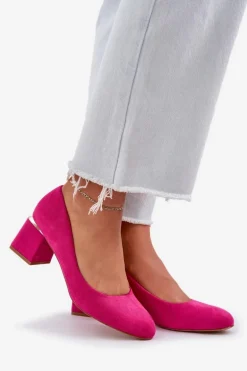 Eko Zamszowe Czółenka Na Słupku Fuksja Veniffia