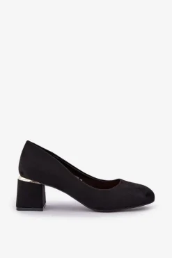 Eko Zamszowe Czółenka Na Słupku Czarne Veniffia