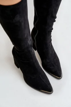 Eko Zamszowe Kozaki Na Słupkowym Obcasie Czarne Batirae