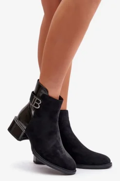 Eleganckie Botki Na Obcasie Ocieplane MR880-040 Czarne