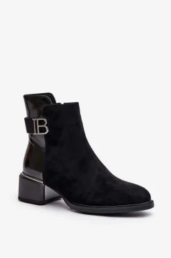 Eleganckie Botki Na Obcasie Ocieplane MR880-040 Czarne