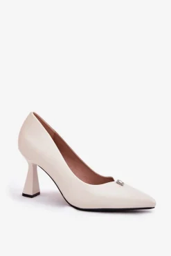 Eleganckie Czółenka Na Rozszerzanej Szpilce Vinceza 62222 Beżowe